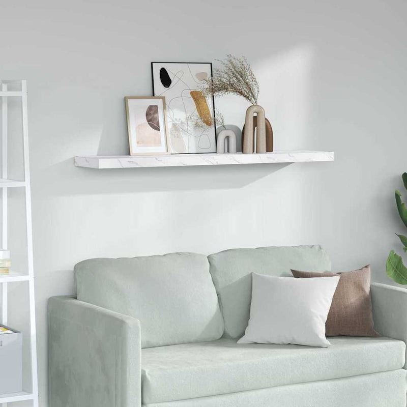 vidaXL Falpolc tárolóval Fehér márvány 120 x 23,5 x 4 cm Faanyag