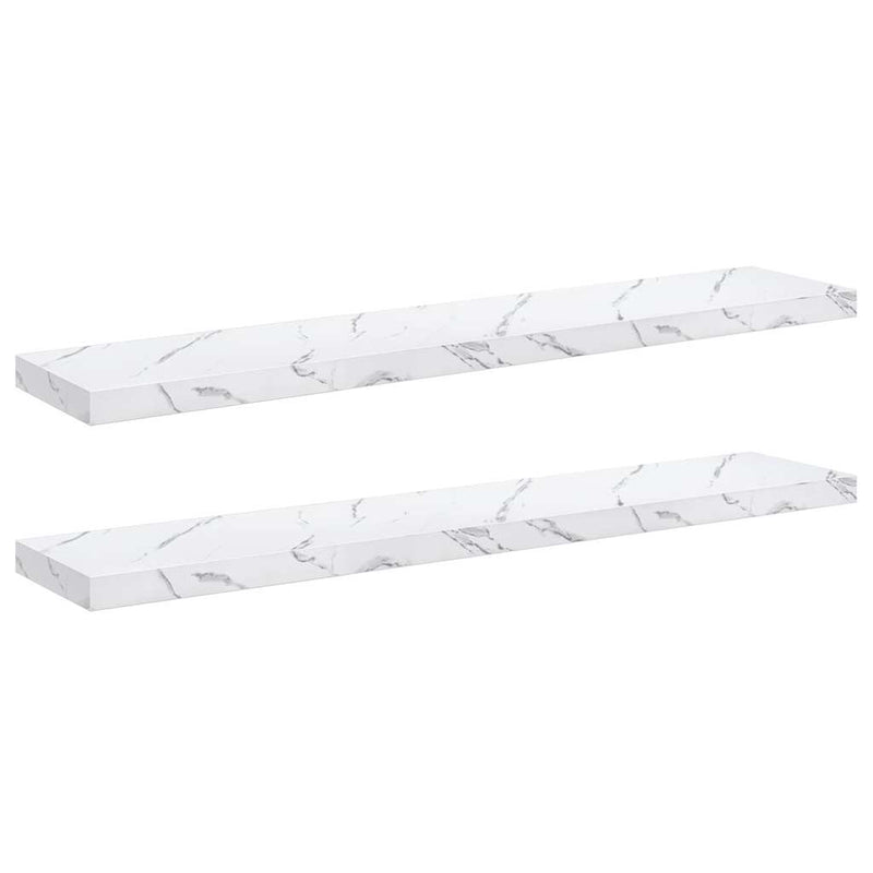 vidaXL Falpolc tárolóval 2 pcs Fehér márvány 120 x 23,5 x 4 cm Faanyag