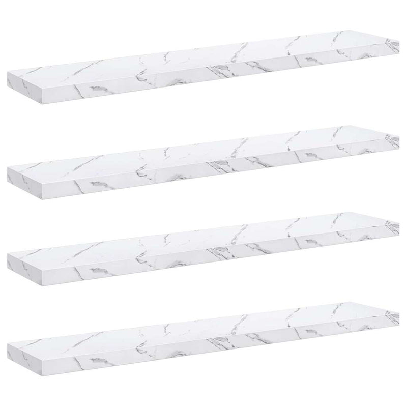 vidaXL Falpolc tárolóval 4 pcs Fehér márvány 120 x 23,5 x 4 cm Faanyag