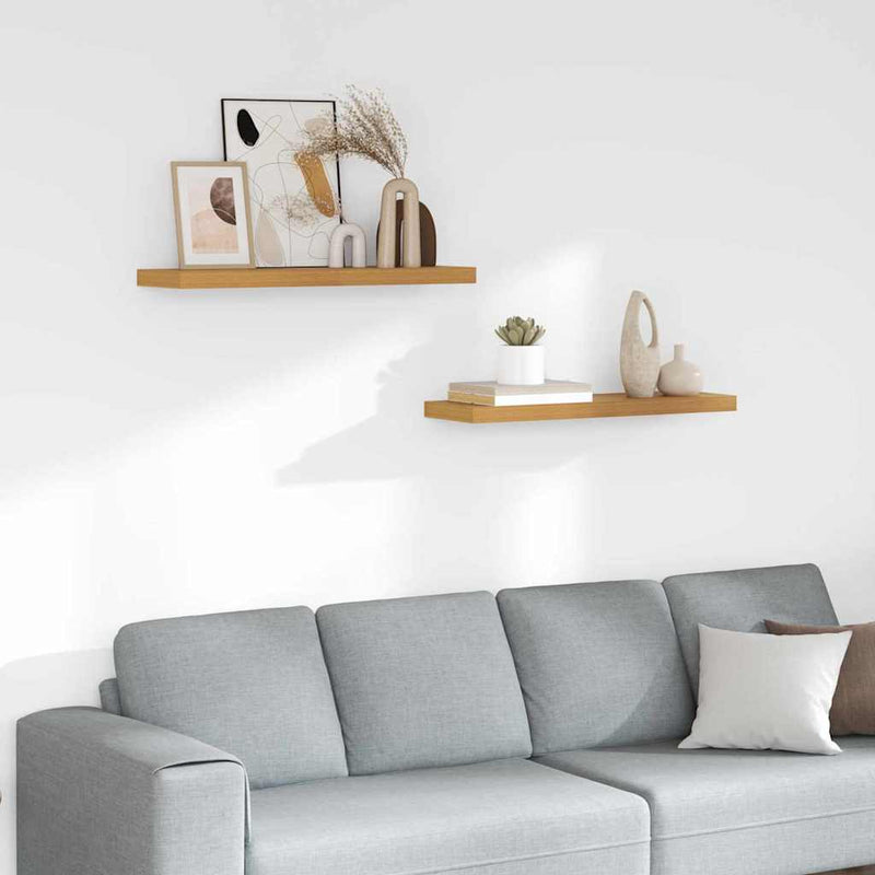 vidaXL Falpolc Falra szerelhető 2 pcs Bézs 80 x 23,5 x 4 cm Faanyag