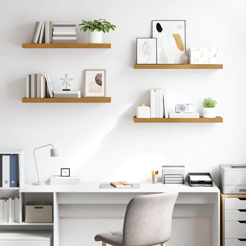 vidaXL Falpolc Falra szerelhető 4 pcs Bézs 90 x 23,5 x 4 cm Faanyag