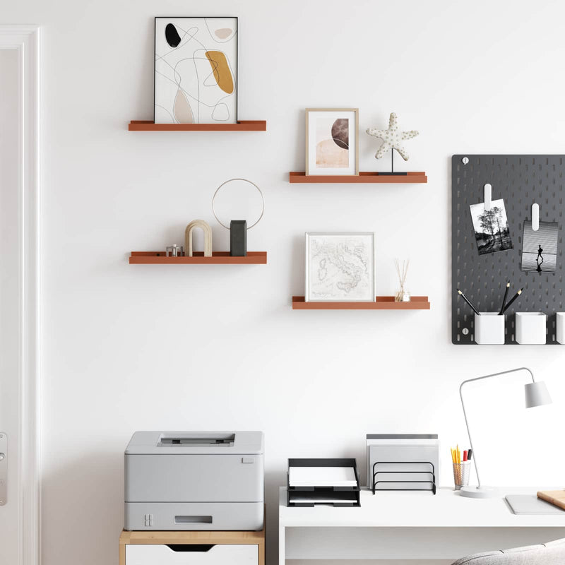 vidaXL Falpolc polcokkal tárolóval 4 pcs Piros 40 x 9 x 3 cm Faanyag