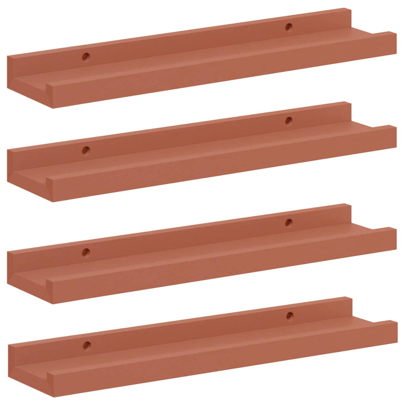 vidaXL Falpolc polcokkal tárolóval 4 pcs Piros 40 x 9 x 3 cm Faanyag