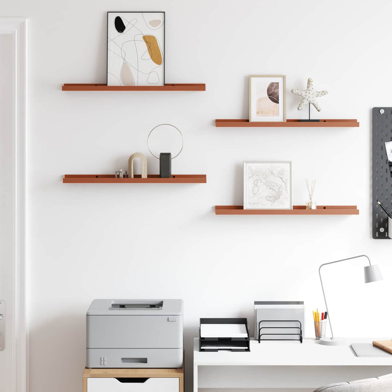 vidaXL Falpolc polcokkal tárolóval 4 pcs Piros 60 x 9 x 3 cm Faanyag