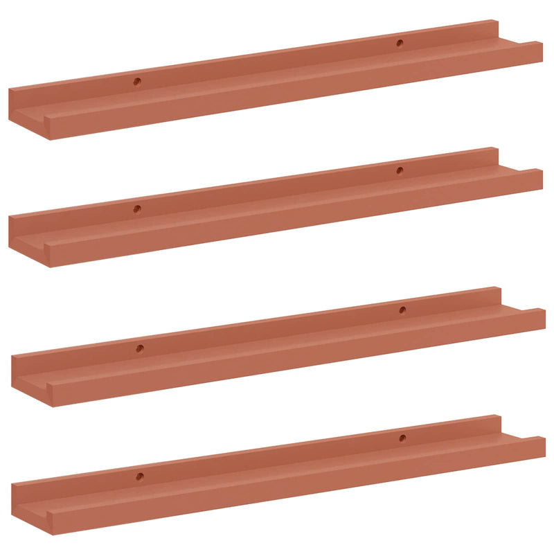 vidaXL Falpolc polcokkal tárolóval 4 pcs Piros 60 x 9 x 3 cm Faanyag