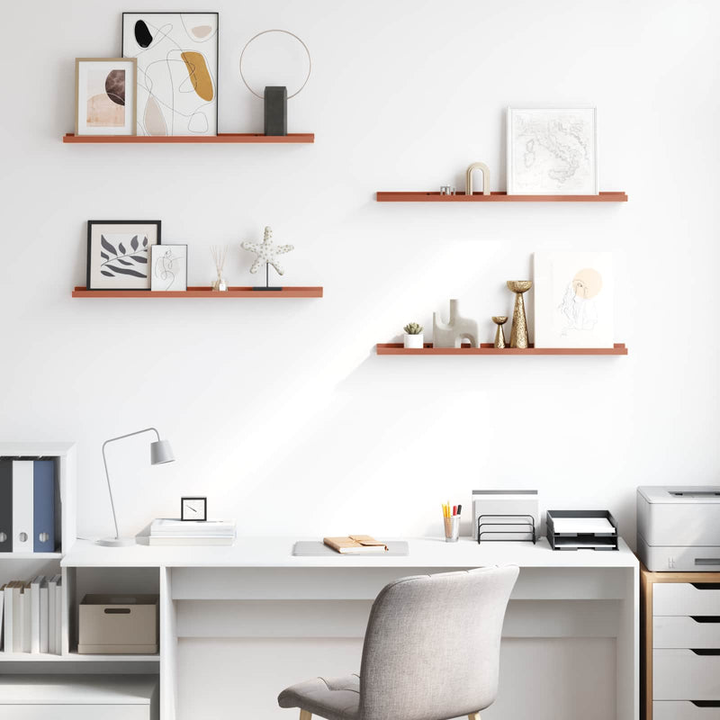 vidaXL Falpolc polcokkal tárolóval 4 pcs Piros 80 x 9 x 3 cm Faanyag