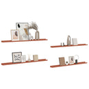 vidaXL Falpolc polcokkal tárolóval 4 pcs Piros 115 x 9 x 3 cm Faanyag