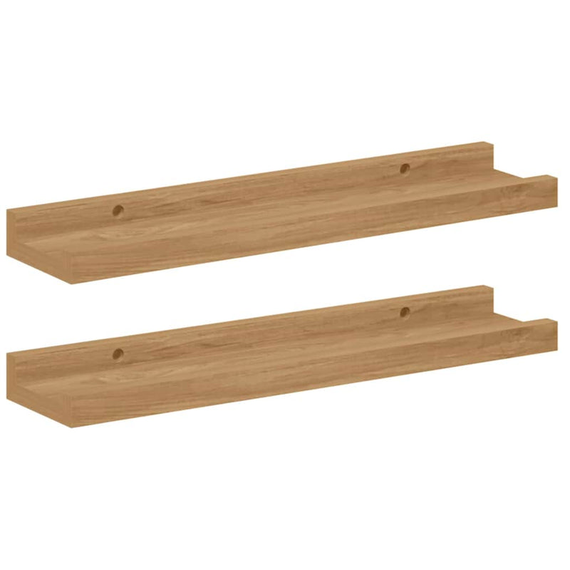 vidaXL Falpolc polcokkal tárolóval 2 pcs Barna 40 x 9 x 3 cm Faanyag