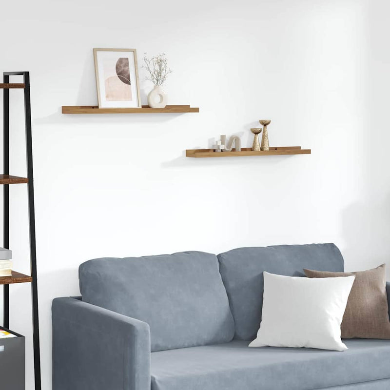 vidaXL Falpolc polcokkal tárolóval 2 pcs Barna 60 x 9 x 3 cm Faanyag