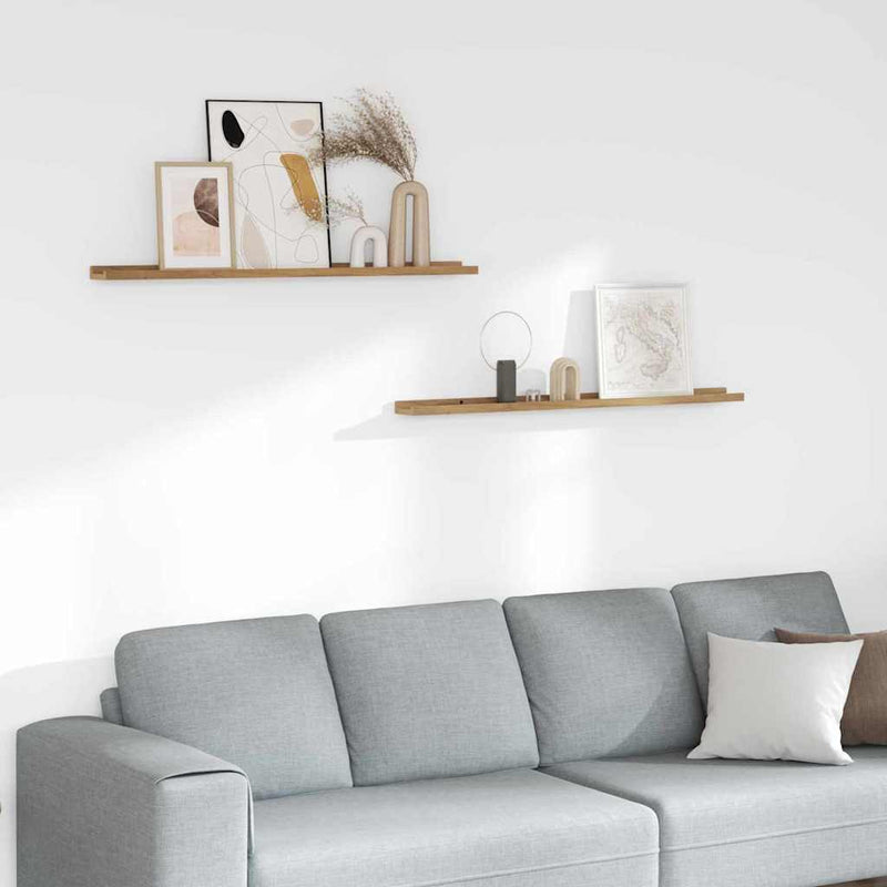 vidaXL Falpolc polcokkal tárolóval 2 pcs Barna 100 x 9 x 3 cm Faanyag