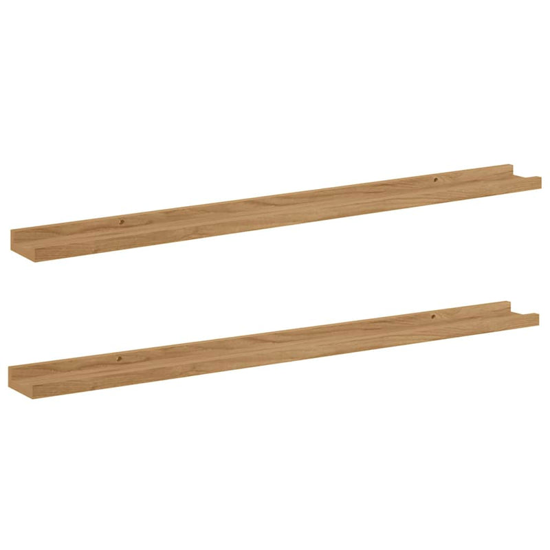 vidaXL Falpolc polcokkal tárolóval 2 pcs Barna 100 x 9 x 3 cm Faanyag