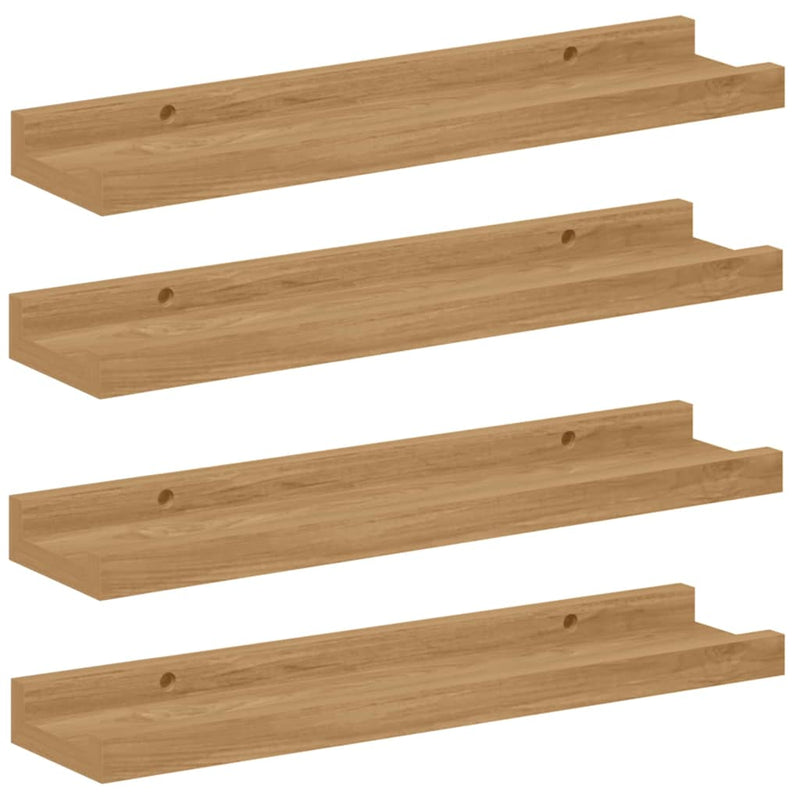 vidaXL Falpolc polcokkal tárolóval 4 pcs Barna 40 x 9 x 3 cm Faanyag