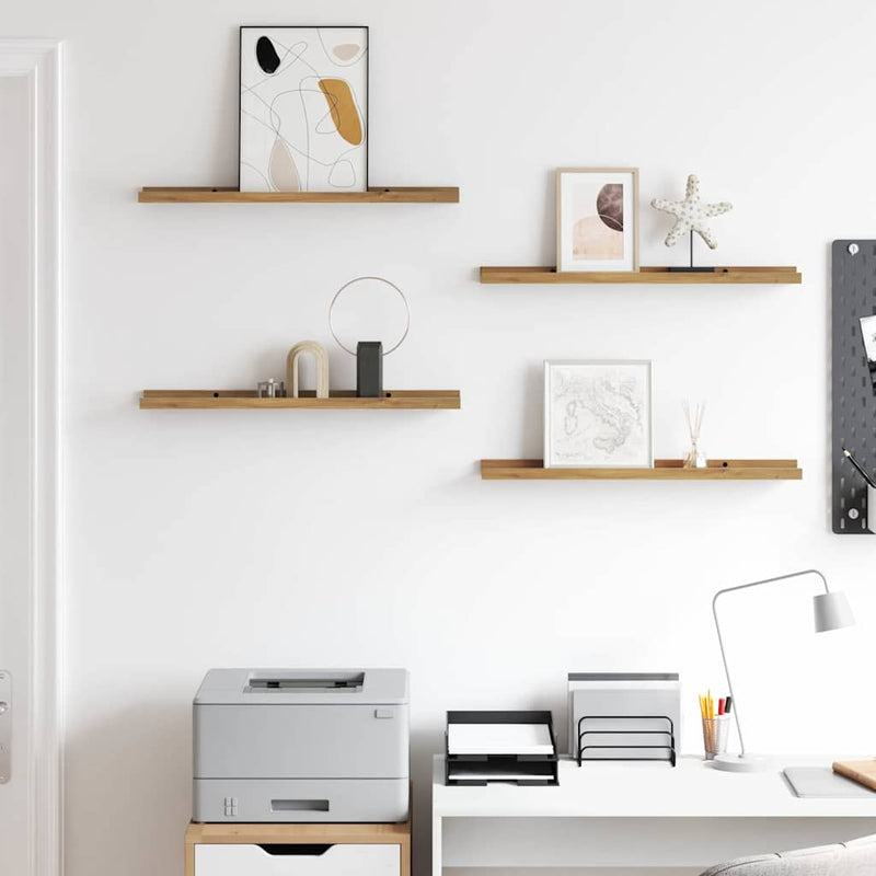 vidaXL Falpolc polcokkal tárolóval 4 pcs Barna 60 x 9 x 3 cm Faanyag