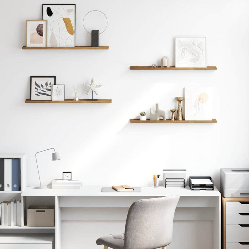 vidaXL Falpolc polcokkal tárolóval 4 pcs Barna 80 x 9 x 3 cm Faanyag