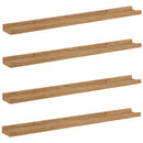 vidaXL Falpolc polcokkal tárolóval 4 pcs Barna 80 x 9 x 3 cm Faanyag