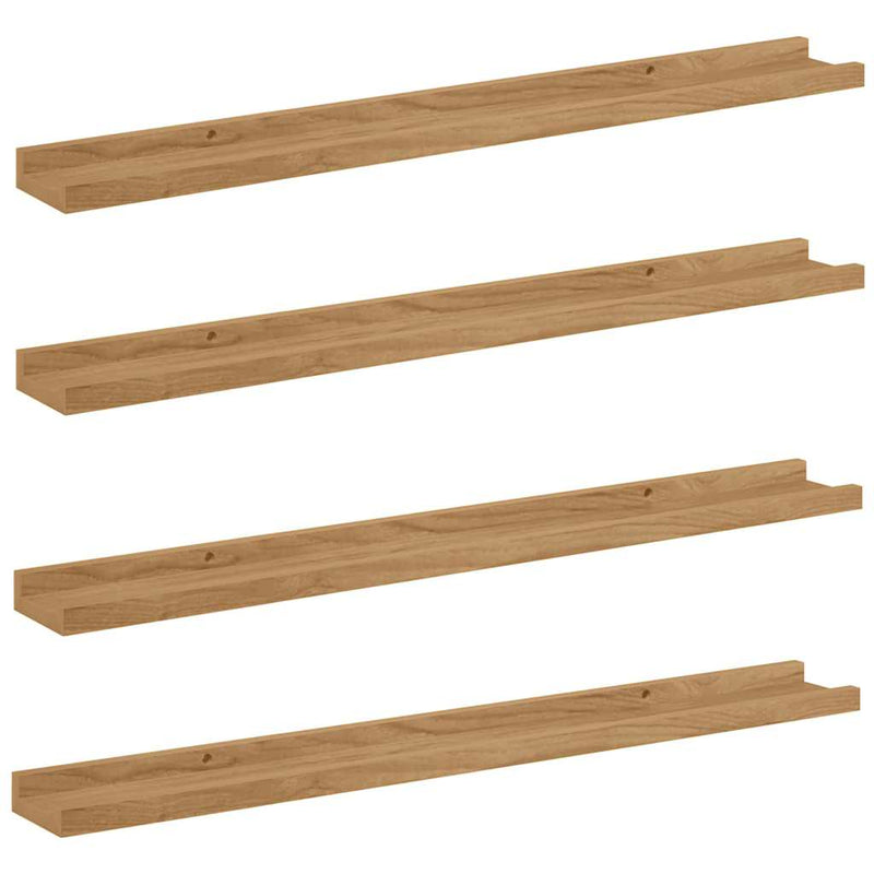 vidaXL Falpolc polcokkal tárolóval 4 pcs Barna 80 x 9 x 3 cm Faanyag