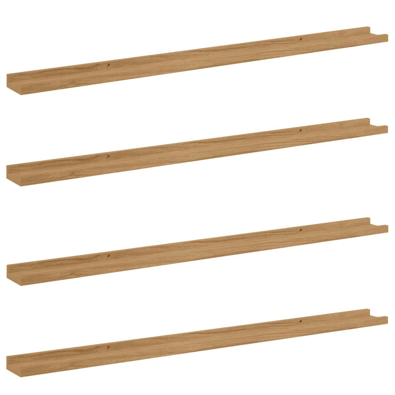 vidaXL Falpolc polcokkal tárolóval 4 pcs Barna 115 x 9 x 3 cm Faanyag