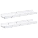 vidaXL Falpolc polcokkal 2 pcs Fehér márvány 40 x 9 x 3 cm Faanyag