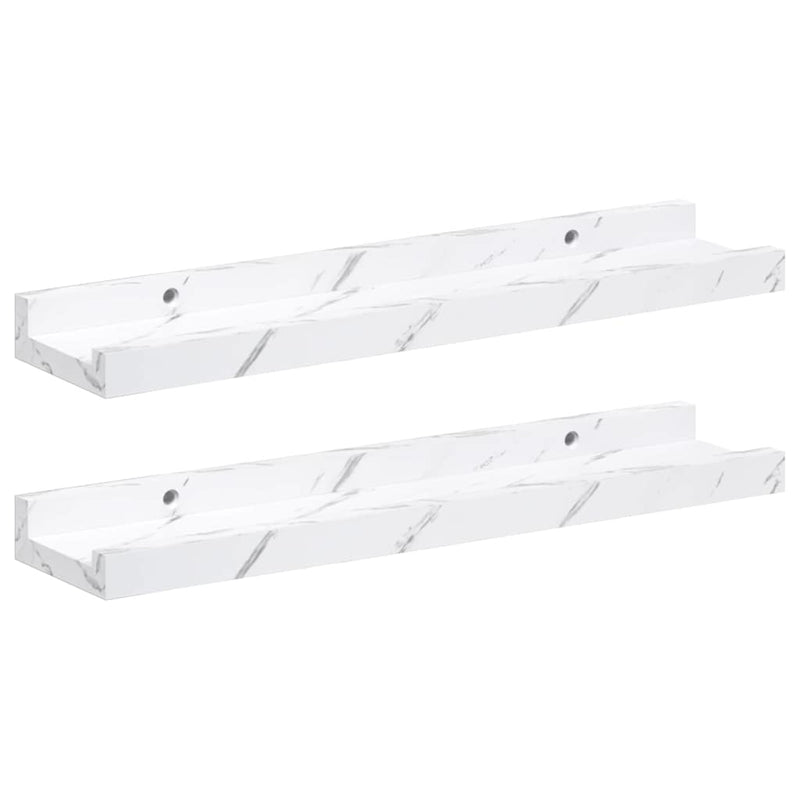 vidaXL Falpolc polcokkal 2 pcs Fehér márvány 40 x 9 x 3 cm Faanyag
