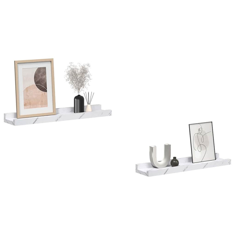 vidaXL Falpolc polcokkal 2 pcs Fehér márvány 40 x 9 x 3 cm Faanyag