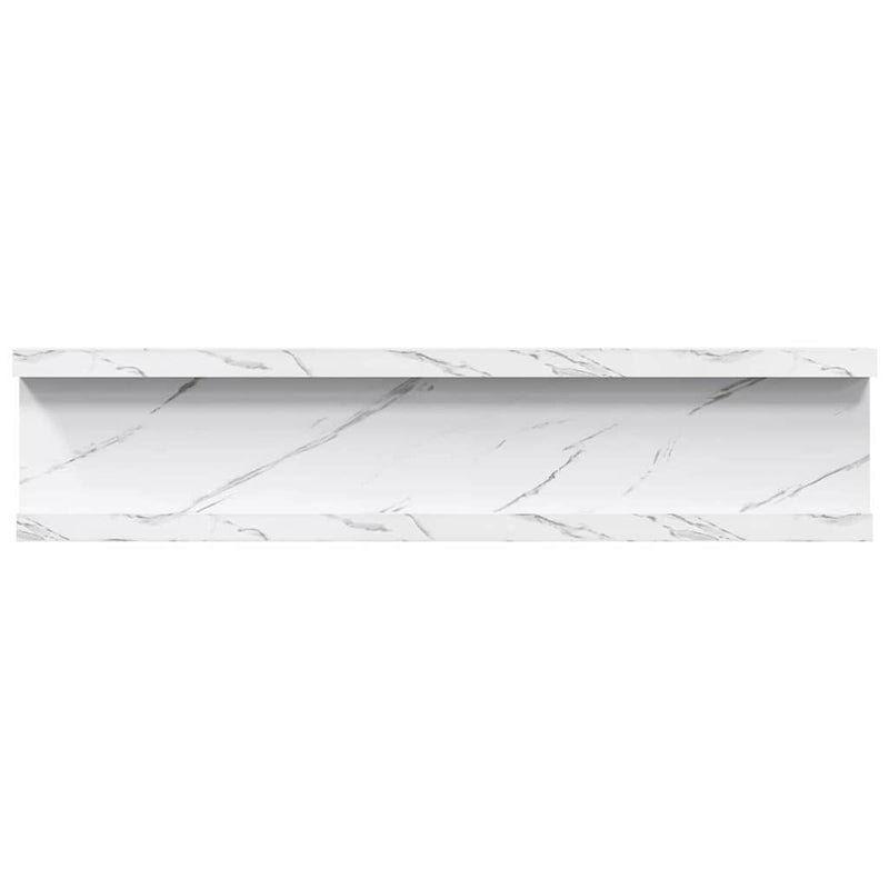 vidaXL Falpolc polcokkal 2 pcs Fehér márvány 40 x 9 x 3 cm Faanyag