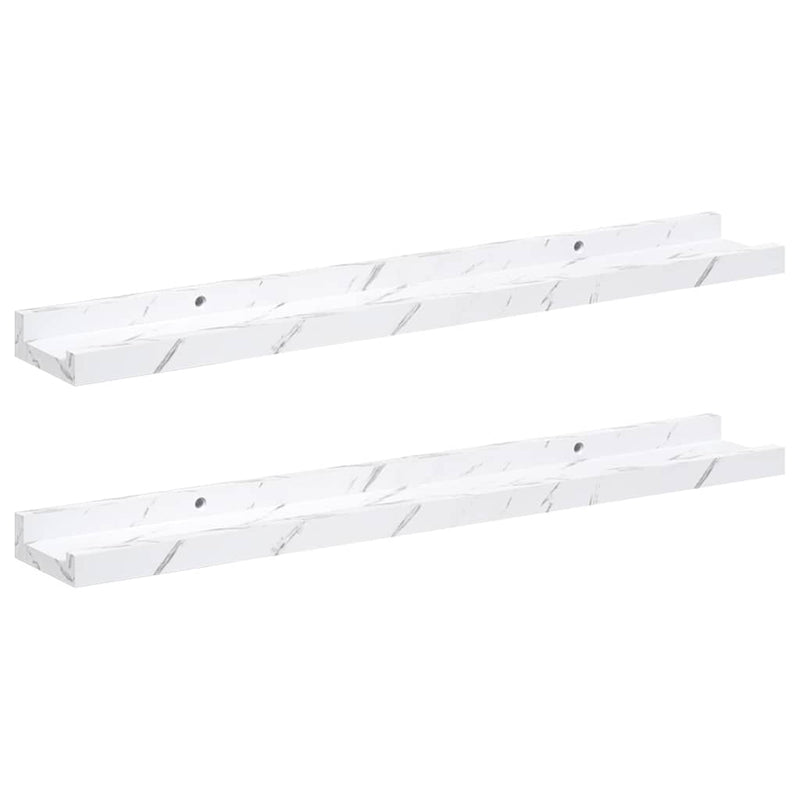 vidaXL Falpolc polcokkal 2 pcs Fehér márvány 60 x 9 x 3 cm Faanyag