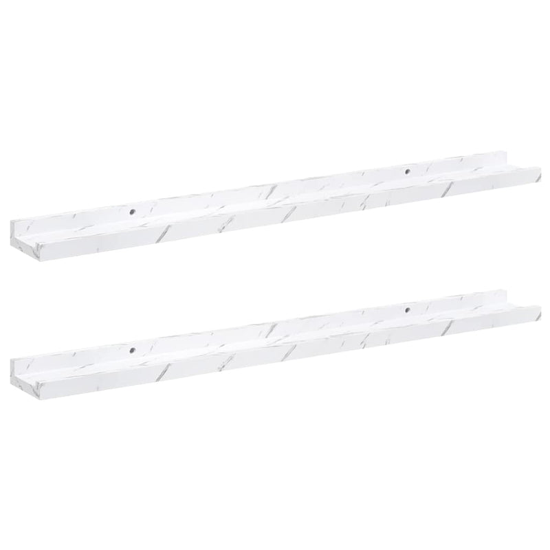 vidaXL Falpolc polcokkal 2 pcs Fehér márvány 80 x 9 x 3 cm Faanyag
