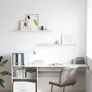 vidaXL Falpolc polcokkal 2 pcs Fehér márvány 100 x 9 x 3 cm Faanyag