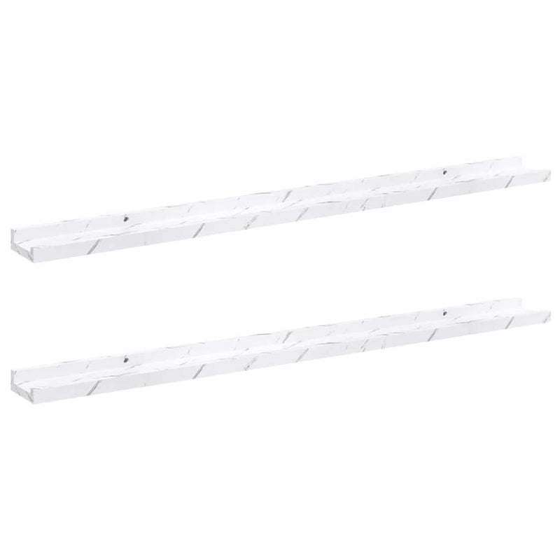 vidaXL Falpolc polcokkal 2 pcs Fehér márvány 100 x 9 x 3 cm Faanyag