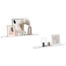 vidaXL Falpolc polcokkal 2 pcs Fehér márvány 100 x 9 x 3 cm Faanyag
