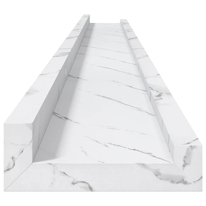 vidaXL Falpolc polcokkal 2 pcs Fehér márvány 115 x 9 x 3 cm Faanyag