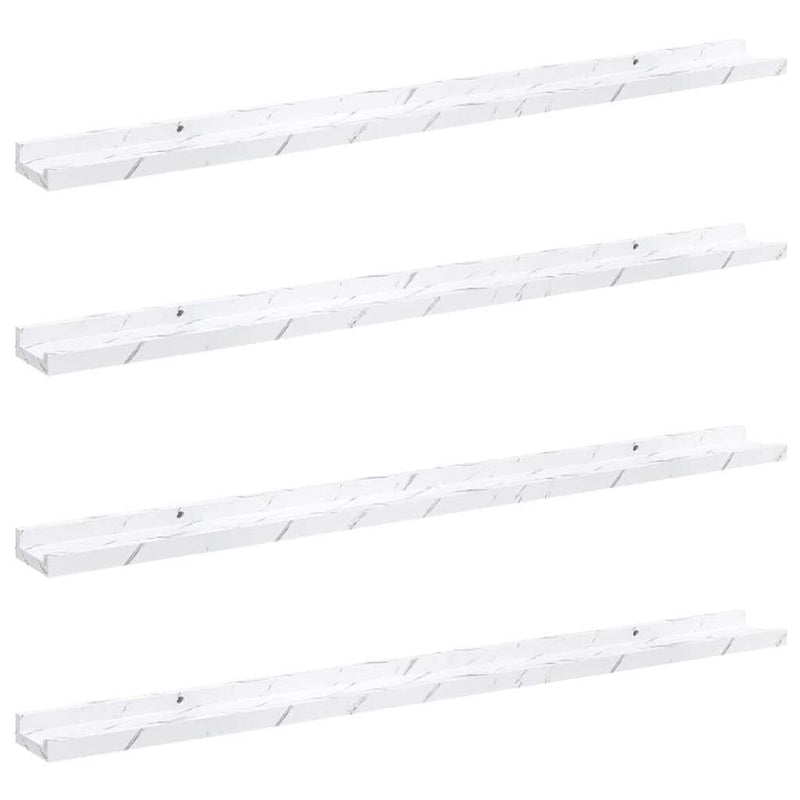 vidaXL Falpolc polcokkal 4 pcs Fehér márvány 100 x 9 x 3 cm Faanyag