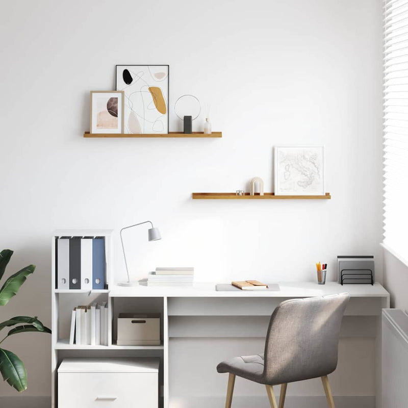 vidaXL Falpolc polcokkal tárolóval 2 pcs Bézs 80 x 9 x 3 cm Faanyag