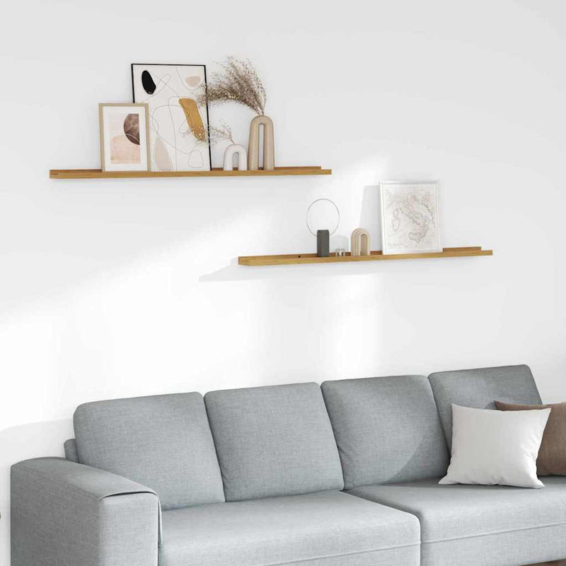 vidaXL Falpolc polcokkal tárolóval 2 pcs Bézs 115 x 9 x 3 cm Faanyag