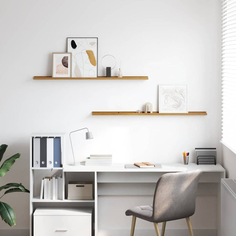 vidaXL Falpolc polcokkal tárolóval 2 pcs Bézs 115 x 9 x 3 cm Faanyag