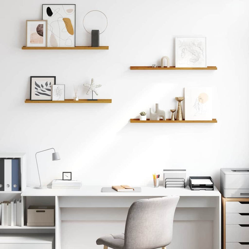 vidaXL Falpolc polcokkal tárolóval 4 pcs Bézs 80 x 9 x 3 cm Faanyag