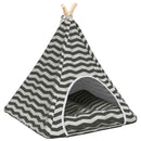 vidaXL Kiskedvenc teepee párnával Fehér és Szürke 60 x 60 x 70 cm