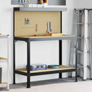 vidaXL Munkapad polcokkal Fekete 114 x 54 x 145 cm Mérnöki fa és fém