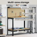 vidaXL Munkapad polcokkal Fekete 114 x 54 x 145 cm Mérnöki fa és fém