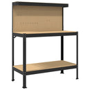 vidaXL Munkapad polcokkal Fekete 114 x 54 x 145 cm Mérnöki fa és fém