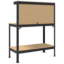 vidaXL Munkapad polcokkal Fekete 114 x 54 x 145 cm Mérnöki fa és fém