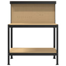 vidaXL Munkapad polcokkal Fekete 114 x 54 x 145 cm Mérnöki fa és fém