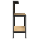 vidaXL Munkapad polcokkal Fekete 114 x 54 x 145 cm Mérnöki fa és fém