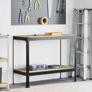 vidaXL Munkapad polcokkal Fekete 115 x 55 x 91 cm Mérnöki fa és fém