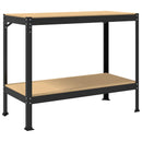 vidaXL Munkapad polcokkal Fekete 115 x 55 x 91 cm Mérnöki fa és fém