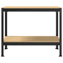 vidaXL Munkapad polcokkal Fekete 115 x 55 x 91 cm Mérnöki fa és fém