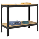 vidaXL Munkapad polcokkal Fekete 115 x 55 x 91 cm Mérnöki fa és fém
