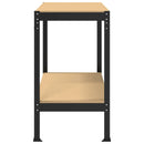 vidaXL Munkapad polcokkal Fekete 115 x 55 x 91 cm Mérnöki fa és fém