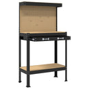 vidaXL Munkapad fiókkal Fekete 81 x 41 x 145 cm Mérnöki fa és fém