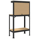 vidaXL Munkapad polcokkal Fekete 81 x 41 x 145 cm Mérnöki fa és fém